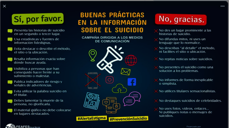 Campaa sobre buenas prcticas en la informacin sobre el suicidio 2019