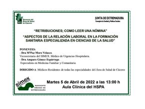 Retribuciones, como leer una nómina, Aspectos de la relación laboral en la formación sanitaria especializada en ciencias de la salud