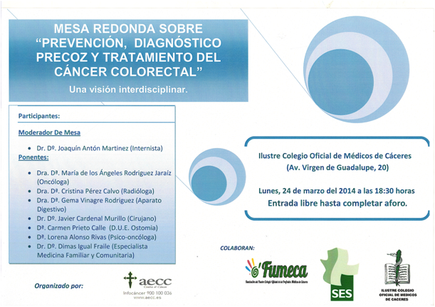 cartel charla cancer colorectal 